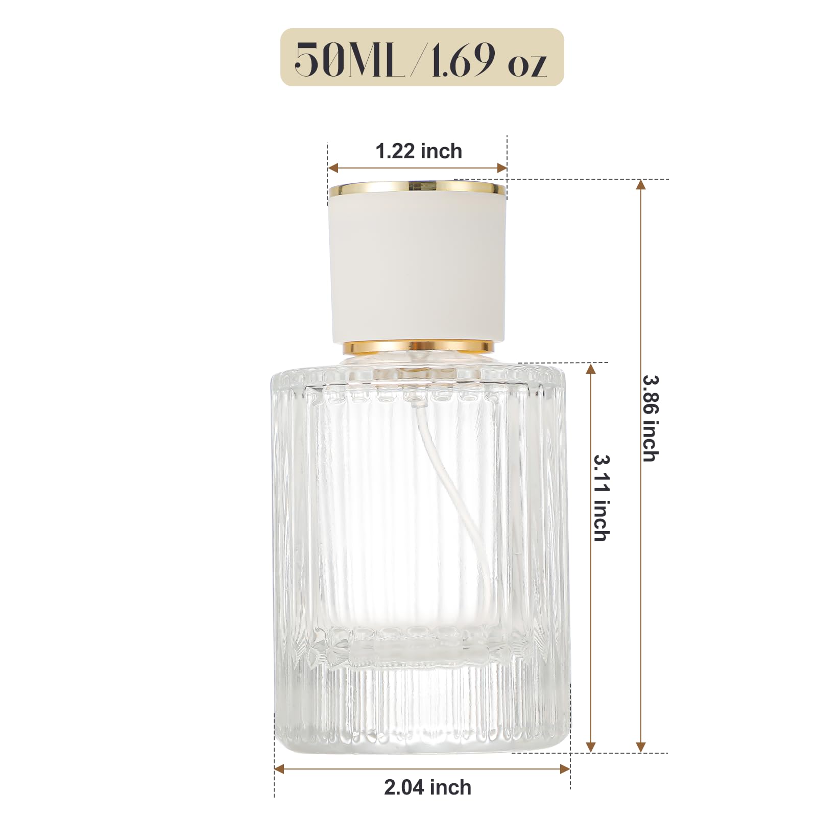 ZHENGYAOYANG 3 Packs Mist Spray Bottle, Small Cologne Travel Spray Bottles, 50ML Reusable Perfume Spray Bottle for Sample Dispenser, Liquid Cosmetic and Home Decor, White Cap