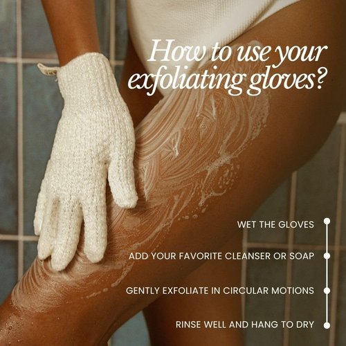 Bare Botanics 4 Pack Lavender Exfoliating Gloves for Shower | 100% Nylon Fibers | Exfoliating Bath Gloves for Shower Exfoliating | Shower Gloves & Dead Skin Remover | Wet & Dry Exfoliating Glove