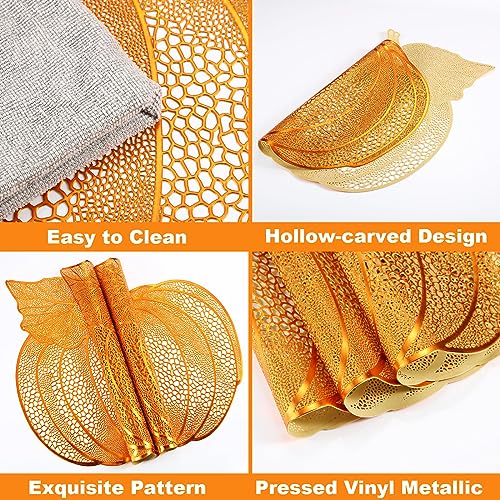 Bronze 12-Pack Thanksgiving Pumpkin Placemats - Vinyl, Fall Table Decor