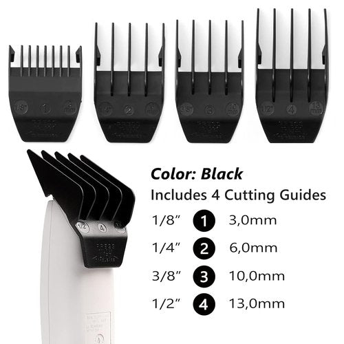 Skiennix Professional Peanut Clipper Guards - 4-Piece Trimmer Cutting Guides Set for Wahl Peanut - Black