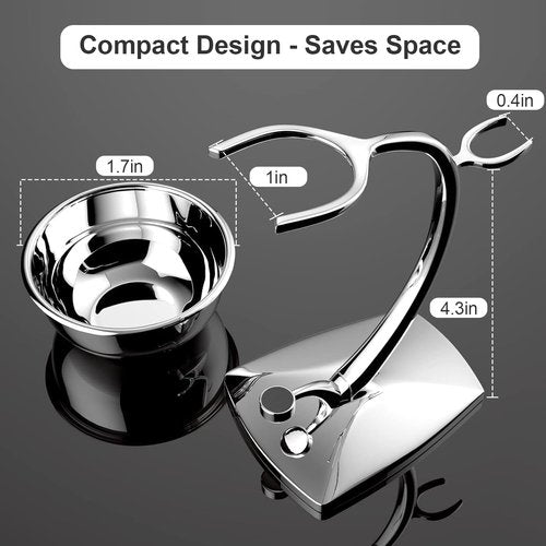 GRUTTI Shaving Bowl and Stand Set with Magnetic Base - 304 Steel Bowl & Chrome-Plated Alloy Stand, All-in-One Storage, Fits Most Razors & Brushes (Bowl & Stand Only)