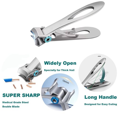 Toenail Clippers for Thick Toenails,Professional Toe Nail Clippers Set,Heavy Duty Long Handle Toenail Clipper for Seniors/Adult/Man/Women,Podiatrist Ingrown Toenail Tools with Storage Case (Set A)