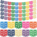 Dia De Los Muertos Decorations 10 Sets - Multicolor Felt Papel Picado Banner, 40 Feet