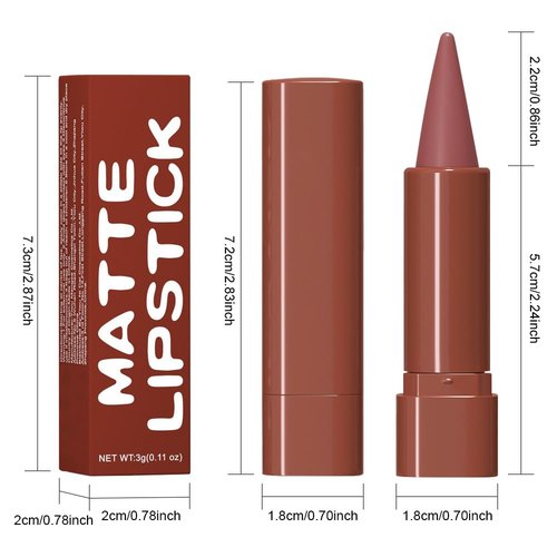 **Evpct 3Pcs Matte Lipstick & Lip Liner Set - Long Lasting Waterproof Ombre Effect in Red, Reddish Nude & Brown**