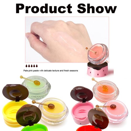 FYEBOO Fruit Lip Mask Set with Honey & Vitamin E, Moisturizing Overnight Treatment, Effective Reduces Lip Lines Prevention Dry and Cracked (8 Flavors)