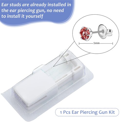 Chumia 12 Pack Disposable Ear Piercing Tool with 12 Pcs Ear Studs Safety Tool (5mm) Self No Pain Easy Use