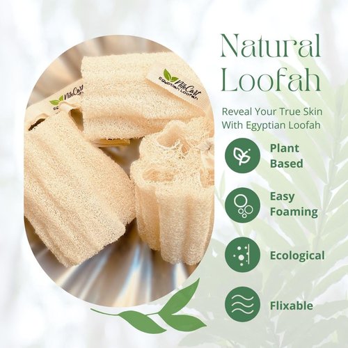 NileCart Natural Loofah Pack of 3 Scrubbies for Body Egyptian lufa Body Scrubber - A Natural Body Exfoliator Scrubber Loofah for Men & Women Made of Egyptian Luffa Sponges for Bath & Shower