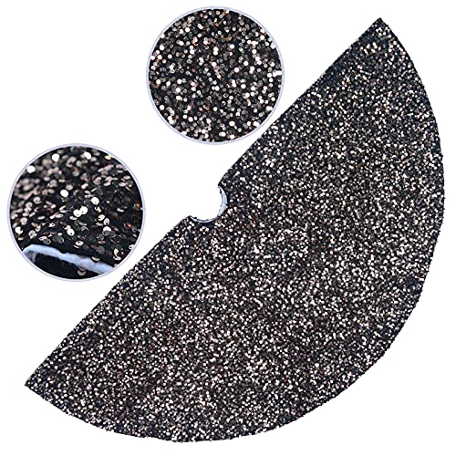 AtiMing 48 Inch Black Sequin Christmas Tree Skirt Sparkly Xmas Base Cover