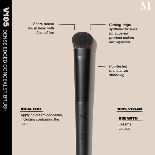 Morphe V105 Dense Edged Concealer Brush - Vegan Pro Series Makeup Brush for Liquid & Cream Makeup - Provides Concentrated Coverage in a Single Press (1 Count)