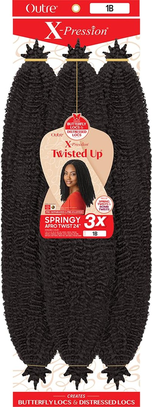 Outre X-Pression - Twisted Up - Springy Afro Twist 24" 3X (5 Pack, DARK BROWN 2)