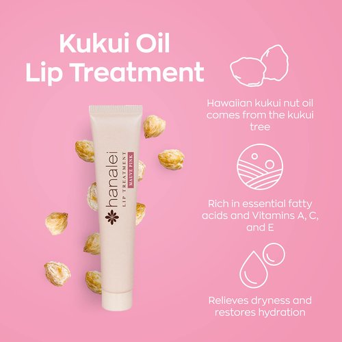 Hanalei Sugar Lip Scrub and Lip Treatment (Mauve Pink) Bundle, Made with Raw Cane Sugar and Real Hawaiian Kukui Nut Oil (Cruelty free, Paraben free)