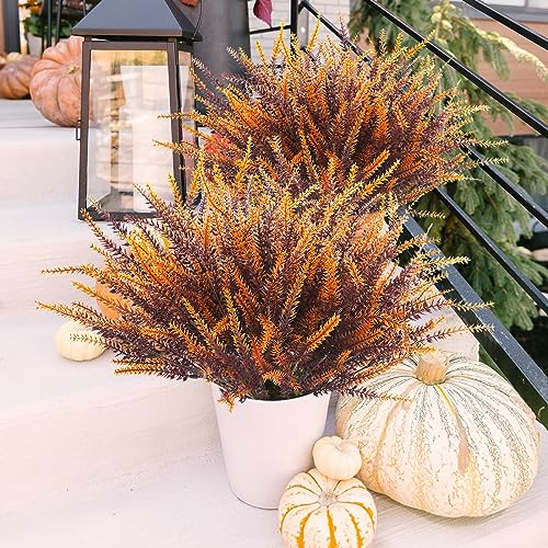 Artificial Fall Flowers Outdoor Brown 36 Bundles UV Resistant Faux Autumn Plants