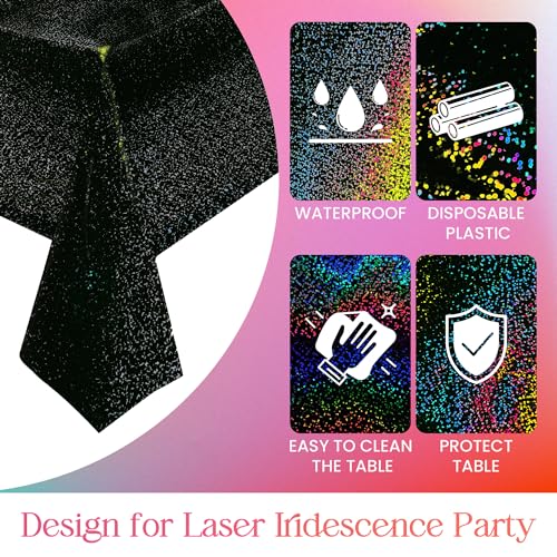 Pink, Purple & Black Holographic Tablecloth 40x108 Inches - Party Decor Variation 3