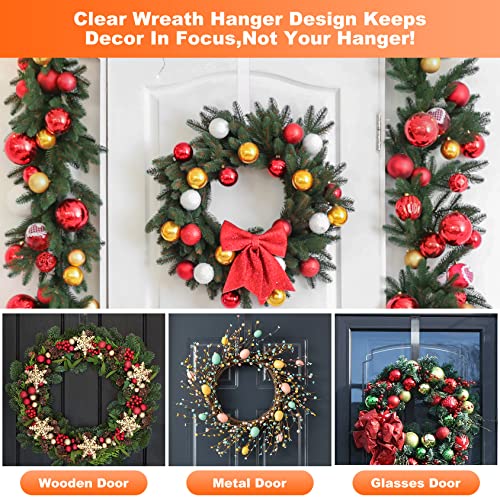 Clear 12-Inch Wreath Hangers for Front Door, 2 Pack Christmas Easter Decorations - Variation: Clear-12IN 2Pack