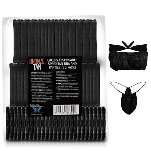 Bronze Tan Disposable Undergarments for Spray Tan - Non-Woven, Breathable Undergarments, Full Coverage, Hygienic - Ideal for Professional Salons & Home Use, Universal Fit - Pack of 25 Set