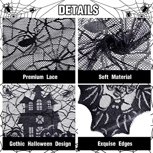 Halloween Spider Web Lace Tablecloth Black Gothic Party Decor 53 x 69 inches