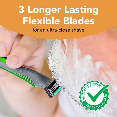 BIC Flex 3 Sensitive Disposable Razors for Men, Great Razors For a Smooth and Comfortable Shave, Shaving Razors With 3 Blades, 3 Count