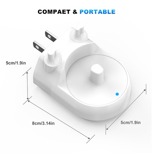 Charger for Oral-B Electric Toothbrush, Compatible with Oral-B io4/io5/io6, Genius 8000/9000, Pro 1000/2000/3000/5000, 3709/3728/3756 | Direct Plug-in Waterproof Outlet Charger Base Hygienic White