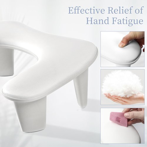 Arm Rest for Nails Tech, Luxurious U-shaped Manicure Nail Art Hand Rest Pillow Cushion, Big Microfiber Leather Nail Arm Rest Stand for Ultimate Comfort in Manicure (White)