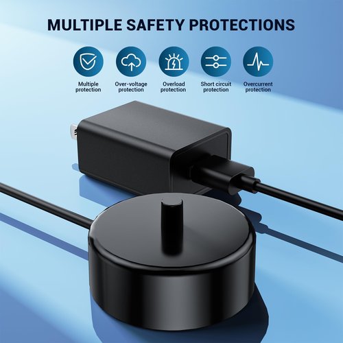 Replacement Charger Base Compatible with Philips Sonicare 5500 5300 4100 3100 2100 1100 Series Rechargeable Electric Toothbrush HX3681 Power Brush USB Waterproof Charging Base Power Cord - Black