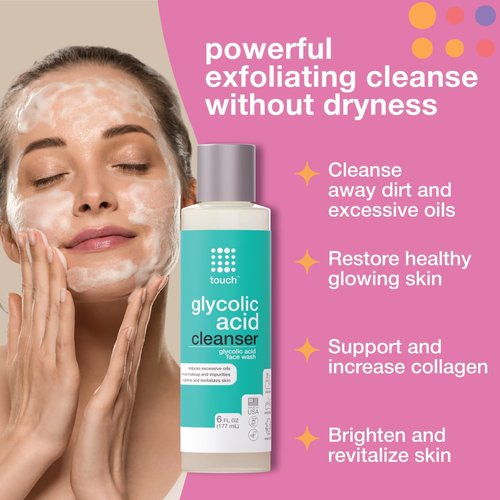 Skiennix 10% Glycolic Acid Face Wash - Exfoliating Foaming Cleanser for Anti-Aging & Clear Skin - 6 oz.