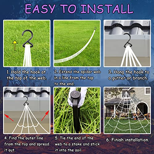 Outdoor Halloween Spider Web Lights Set - Purple LED with Large Spider & Variations
