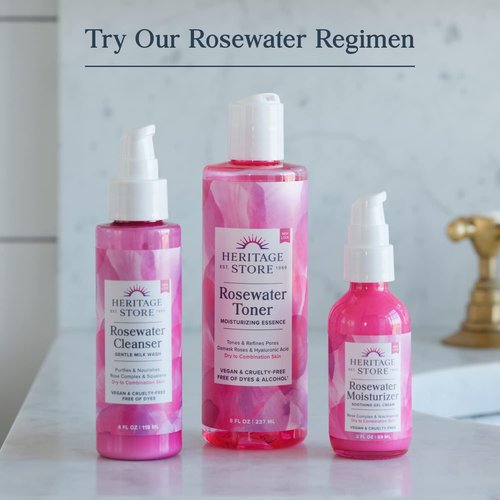 Heritage Store Rosewater & Glycerin Facial Mist - Hydrating Spray for Dry Skin - 12 FL OZ, Alcohol-Free