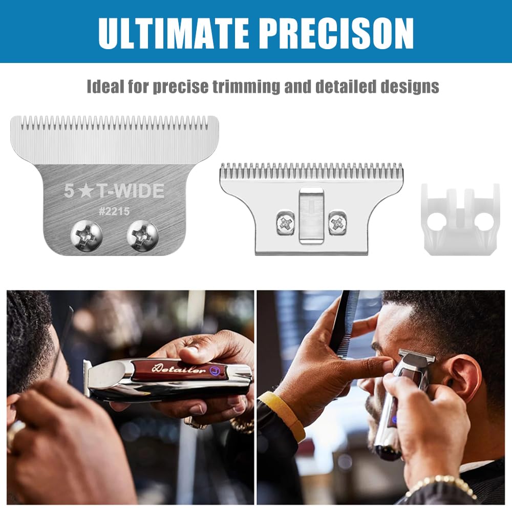 Wahl 2215 Replacement T Wide Blades - Adjustable Stainless Steel Zero-Gap Trimmer Blade, Silver