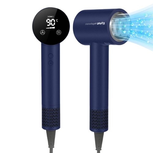 LEMULEGU Hair Dryer,110000 RPM High-Speed Brushless Motor for Fast Drying with HD Digital Display Low Noise Compact Hair Blow Dryer for Curly Hair for Home Travel Salon #201Purple Blue