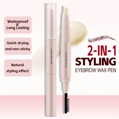 Boobeen Brow Wax - Clear Waterproof Eyebrow Styling Pencil with Slanted Tip for Long-Lasting Hold
