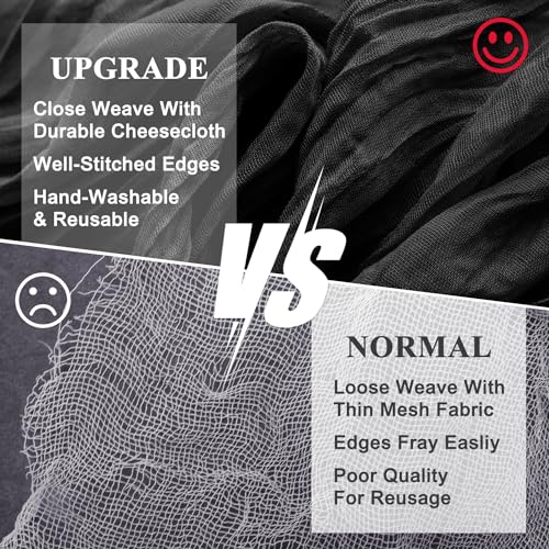 Black Cheesecloth Table Runner 10ft Boho Gauze Set of 2 for Weddings & Parties