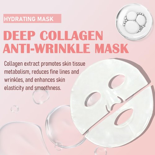Anweina 8 Pack Collagen Face Mask, Collagen Face Mask Overnight, Anti-Wrinkle Lifting Collagen Mask, Deeply Hydrates, Minimizes Pores, And Enhances Elasticity