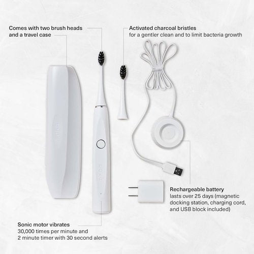 Boka Electric Toothbrush - Rechargeable Sonic Toothbrush with 2 Heads for Deep Cleaning - Dentist Recommended