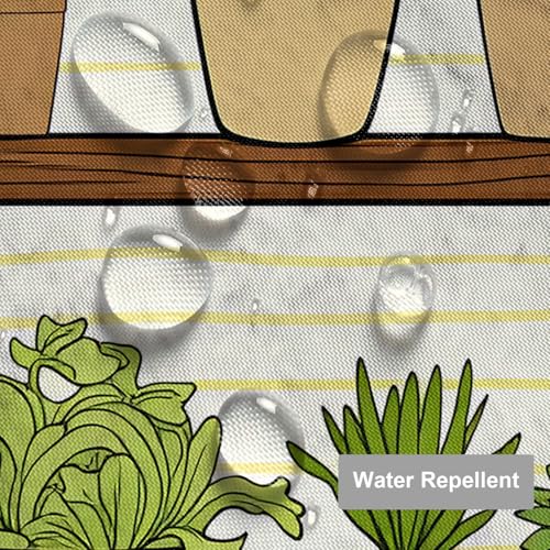 Green Cactus Pot Shelf Bathroom Shower Curtain 72x72 Inch with Hooks - Waterproof Fabric