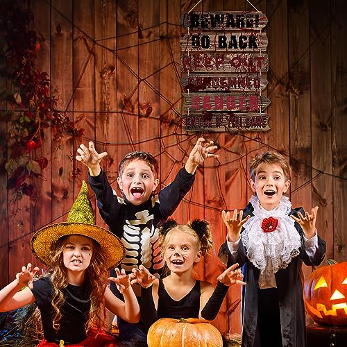 Halloween Wooden Door Sign Set - Bloody Scary Hanging Decor for Halloween