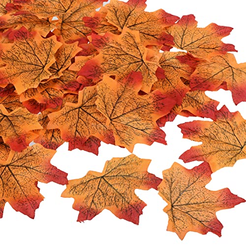 Artificial Maple Leaves Orange 300 Pcs Fall Autumn Decorations for Wedding Party Thanksgiving Halloween