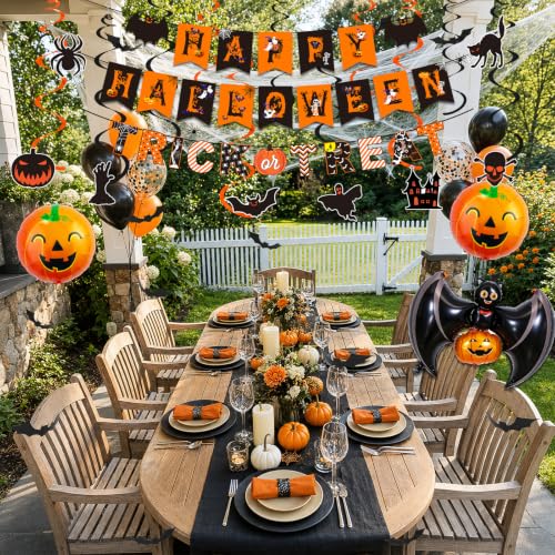 Orange Bat Halloween Balloons & Party Decorations - 49 Pcs Outdoor Indoor Set