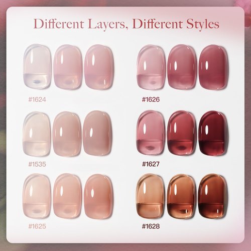 GAOY Rose Garden Jelly Gel Nail Polish Kit - 6 Sheer Colors for Salon Quality Manicure & DIY Nail Art