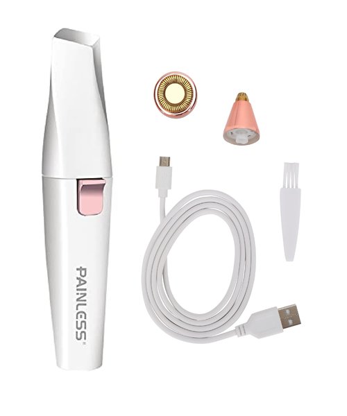 Eyebrow Facial Hair Remover for Women: Rechargeable 2 in 1 Face Shavers and Eyebrow Trimmer - Painless Electric Hair Removal Device for Face Eyebrows Lips Peach Fuzz with Light