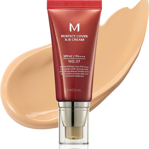 MISSHA M Perfect Cover BB Cream No.27 Honey Beige - Tinted Moisturizer with SPF 42 | 1.69 Fl Oz for Medium Skin