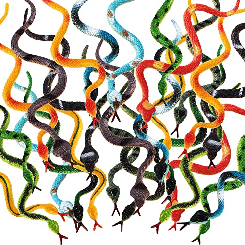 12 Pcs Small Plastic Fake Snakes Halloween Rubber Serpent Toys - Variation 12