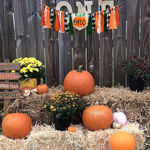 Fall Pumpkin First Birthday Highchair Banner - Orange Pumpkin Variation