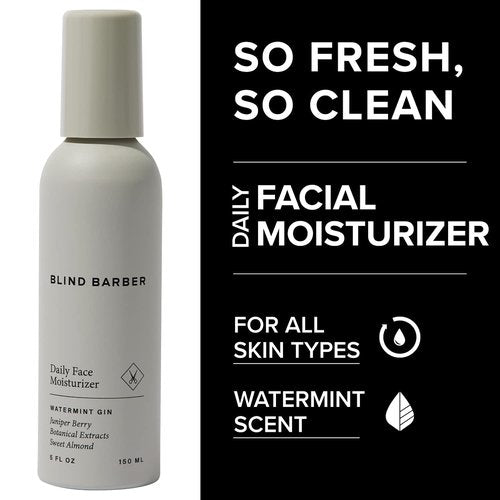 Blind Barber Daily Face Moisturizer - Hydrating Cream & Aftershave Lotion for All Skin Types (5oz)