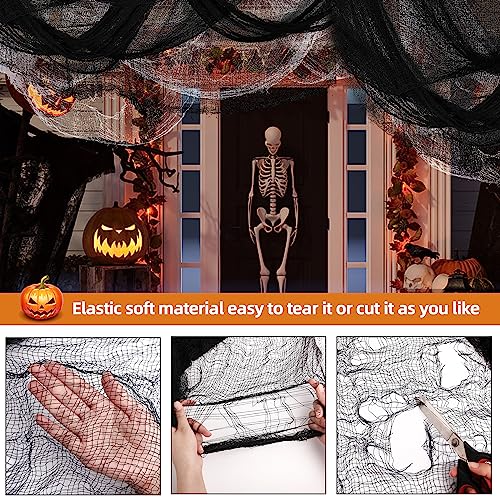 Creepy Cloth Halloween Decoration Set - 6 Pieces 30x72in Black & White Gauze