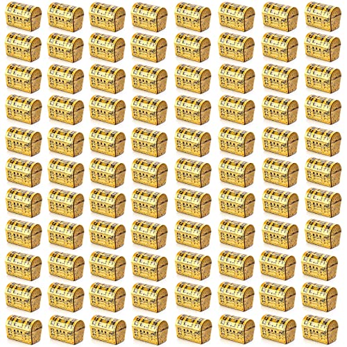 Mini Pirate Treasure Chests Set of 100 - Gold Plastic Storage Boxes for Party Favors