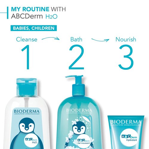 Bioderma ABCDerm H2O - Gentle Baby Skin Care Cleansing Solution - 500ml