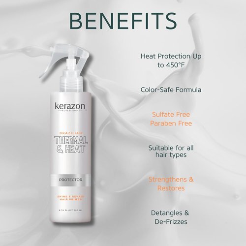 **Skiennix Brazilian Thermal Hair Primer - Anti-Frizz & Heat Protection | 6.76 fl. oz, Color Safe**