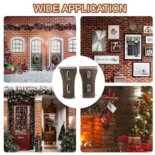 Heavy-Duty Brick Wall Clips Set - No Drilling Required, Rust-Resistant, Red Bronze Finish