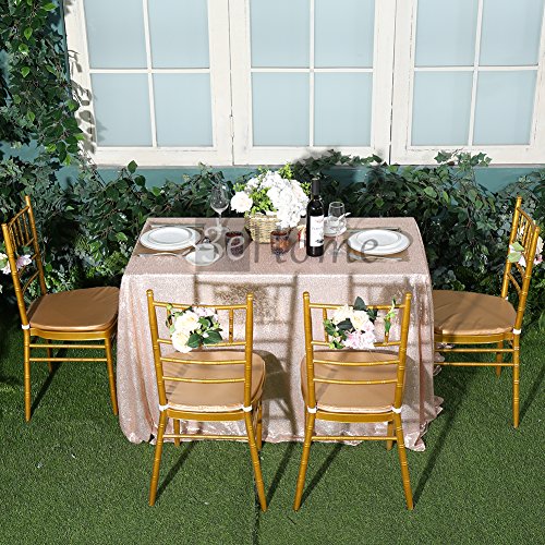 Champagne Sequin Rectangular Tablecloth 90x156 Inch for Wedding Party Holiday