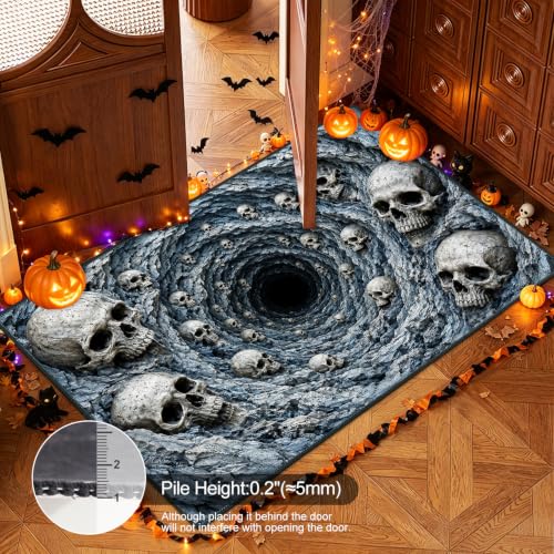 Halloween Skeleton Area Rug 2x3 Entryway Rug Skull Cave Door Mat - Indoor/Outdoor